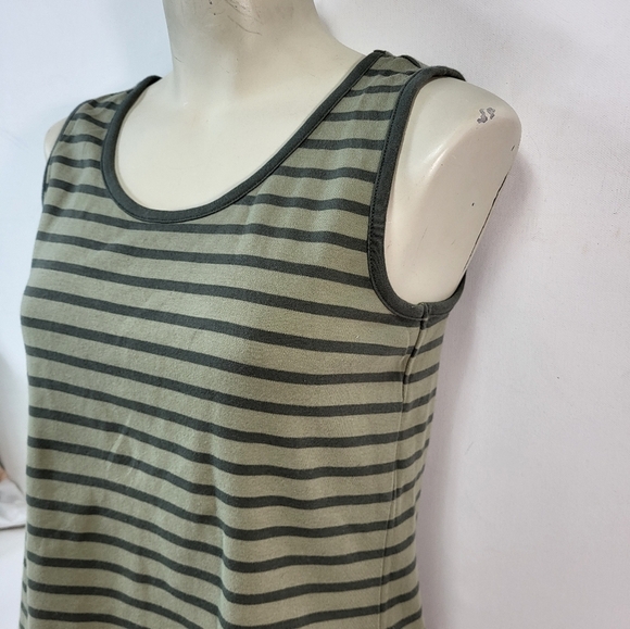 Land's End Green Stripped Long Tank Top - Picture 2 of 7